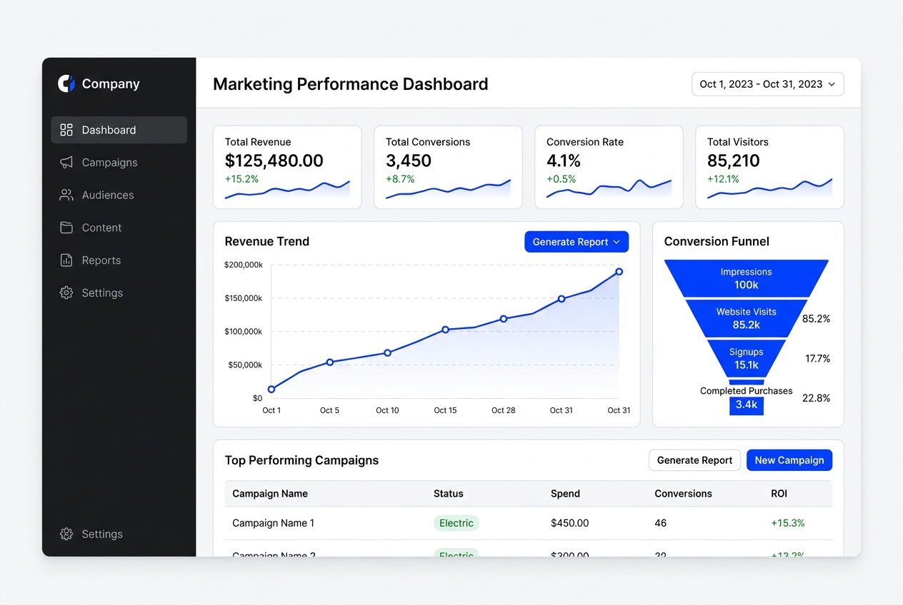 UPPIT marketing dashboard met groeicijfers